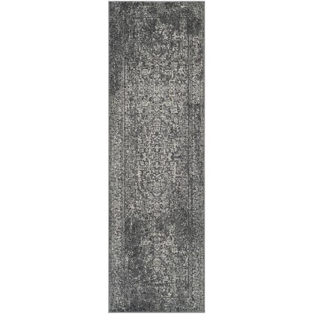 Safavieh Evoke Power Loomed Rectangle Area Rug, Grey and Ivory - 2 ft.-2 in. x 11 ft. EVK256D-211